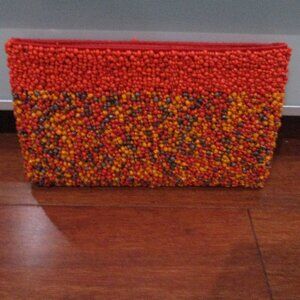 Unbranded Seed Bead Embellished Zip Close Clutch